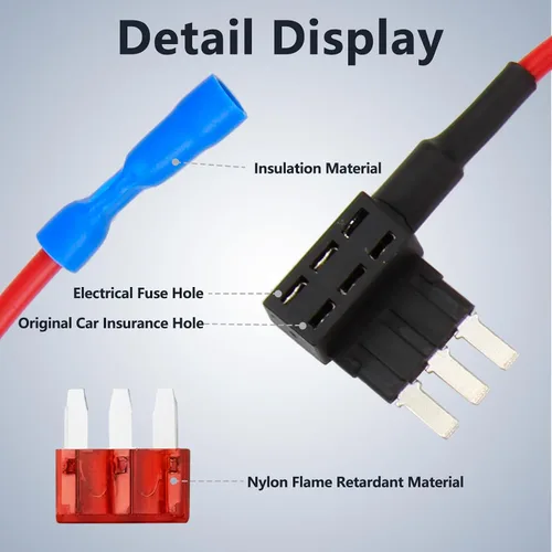 Miniatura 3 de Grifo de Fusible Micro 3, Adaptadores para Agregar un Circuito, Portafusibles Expandibles Estilo Cuchilla de 12V para Luces de Underglow, LEDs