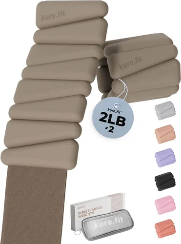 Miniatura 26 de Peso para Pilates Pesas ajustables para muñeca y tobillo para mujeres Brazaletes con peso 1 libra/ 2 libras cada una (Juego de 2)