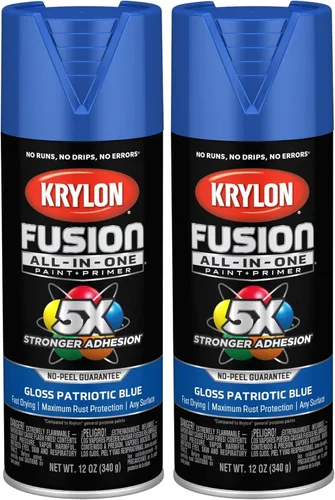Krylon Fusion All-In-One K02716007- Pintura en aerosol para uso en interiores y exteriores, azul patriótico brillante, 12 onzas (paquete de 2)