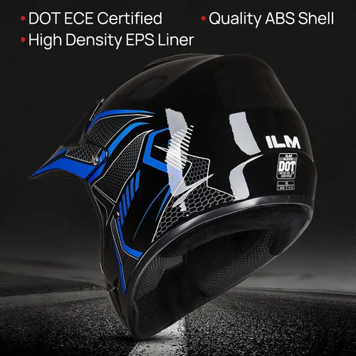 Miniatura 2 de ILM - Casco para niños o jóvenes para motocross o cuatrimoto o calle, de cara completa, para moto, incluye lentes y guantes, aprobado por el DOT