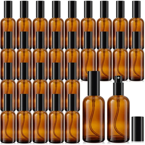 Miniatura 8 de Roshtia 30 Pcs 0.33 oz/ 10 ml Beech Wood Color Glass Spray Bottle Refillable Perfume Atomizer Clear Decorative Empty Bottles with Fine Mist Sprayer