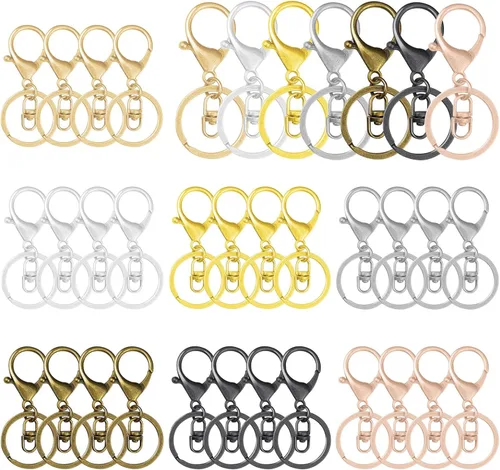 Miniatura 8 de 30 llaveros con cierre de langosta para fabricación de joyas, broches de metal giratorios con cierres giratorios, clips de gancho, anillo de llavero