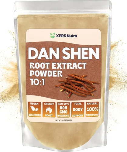 XPRS Nutra Dan Shen Extracto de raíz en polvo 10:1 - Polvo concentrado de alta calidad Dan Shen (salvia roja) - Danshen vegano (16 onzas)