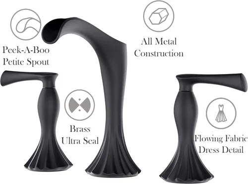 Miniatura 4 de Pfister LG49-RH1B Rhen - Grifo de lavabo de baño con cascada, 8 pulgadas, negro mate Mate negro