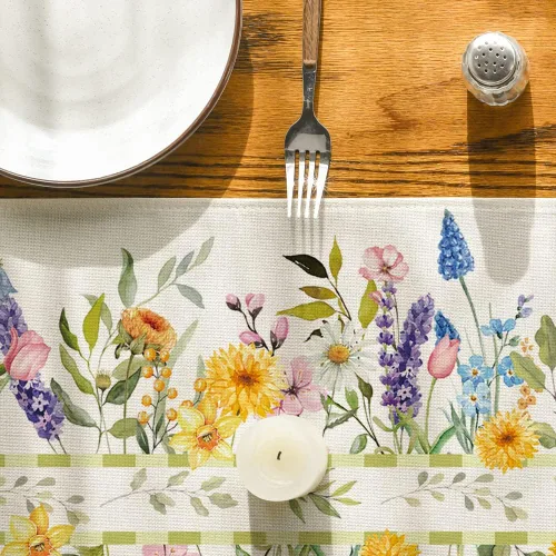 Miniatura 7 de Artoid Mode Bloom Flowers - Camino de mesa de primavera con tulipanes, decoración de mesa de comedor para decoración de mesa de cocina y comedor