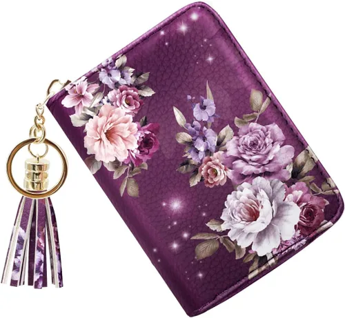 Miniatura 7 de Billetera pequeña para tarjetas de crédito RFID con purpurina linda para mujer