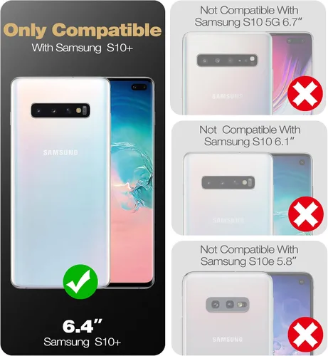 Miniatura 2 de Dexnor Funda para Samsung Galaxy S10+ Plus, [protector de pantalla y soporte integrados] Protección de grado militar resistente a prueba de golpes