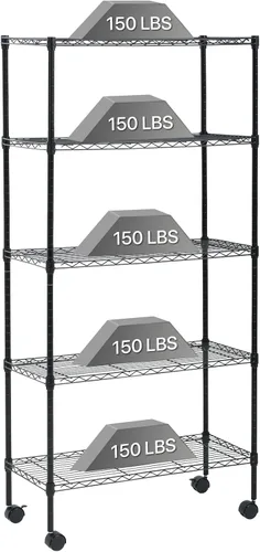 Dkelincs Estantería de alambre de 30 pulgadas de largo x 14 pulgadas de ancho x 60 pulgadas de alto, estantes de almacenamiento de metal NSF de 5