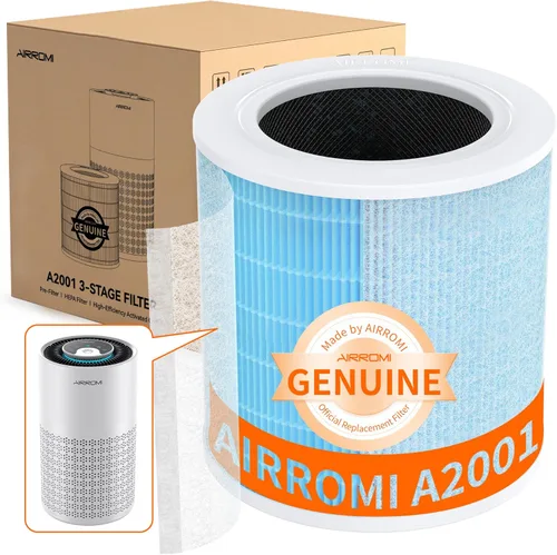 Miniatura 10 de AIRROMI Reemplazo del purificador de aire HEPA A2001: filtro original 3 en 1, elimina el 99.97% de las partículas de 0.3 micrones, filtro de carbón
