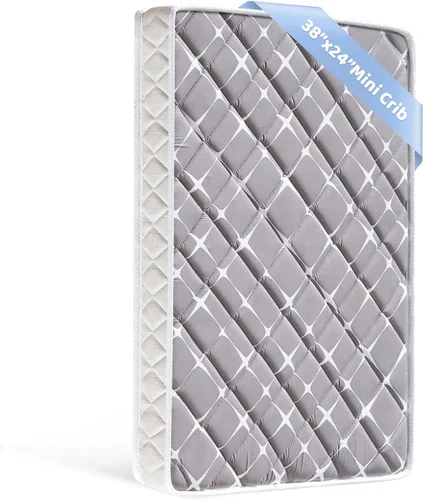Colchón mini para cuna, 38 x 24 x 4 pulgadas, doble cara con soporte firme y espuma cómoda, transpirable, silencioso e inodoro, se adapta a la