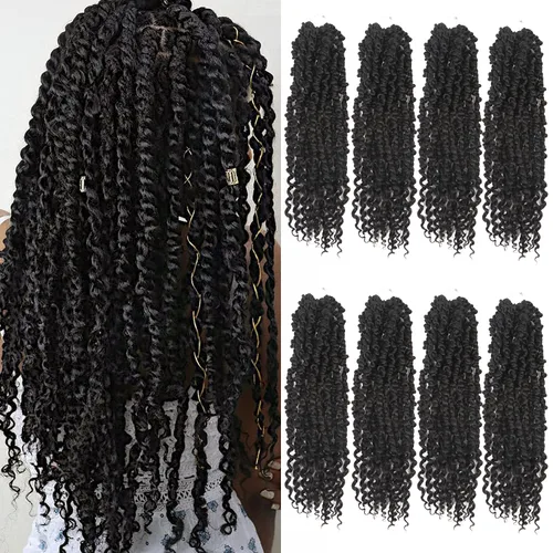 Miniatura 24 de Bileaf Cabello de Ganchillo Passion Twist Pre-retorcido de 10 Pulgadas, 8 Paquetes de Ganchillo Passion Twist, Cabello Corto Passion Twist