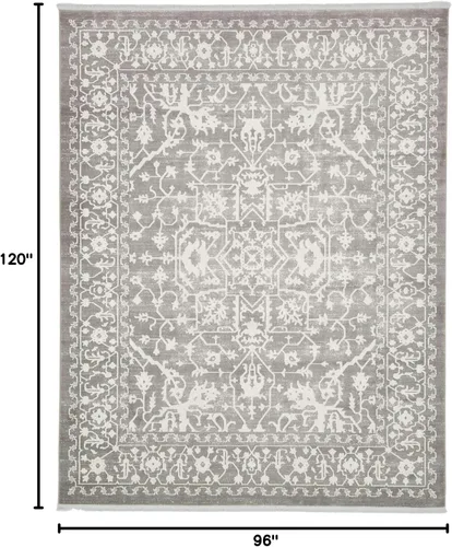 Miniatura 3 de Unique Loom Diseño clásico tradicional intrincado con detalles vintage desgastados, alfombra de área, 8 pies x 10 pies, gris/marfil gris claro
