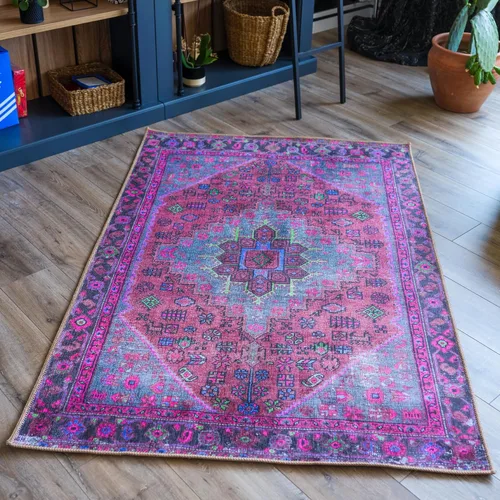 Miniatura 4 de Alfombra de área de diseño morado, alfombra de entrada, alfombra con estampado floral de animales, alfombra decorativa, fácil de limpiar, alfombra