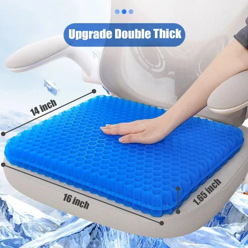 Miniatura 3 de Cojín de asiento de gel, cojín de gel de huevo doble grueso para aliviar el dolor de presión, cojín transpirable para silla de ruedas para asiento