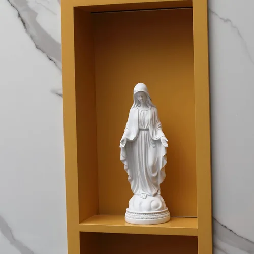 Miniatura 9 de Figura decorativa de la Virgen María de 12 pulgadas, regalos religiosos católicos, figura de estatua de resina de 12 pulgadas (blanco)