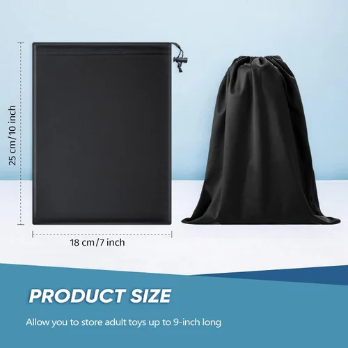 Miniatura 2 de Flutesan Bolsa de almacenamiento de juguetes, bolsa de microfibra para gafas de sol, bolsa plegable con cordón ajustable (7 x 9.8 pulgadas, negro)