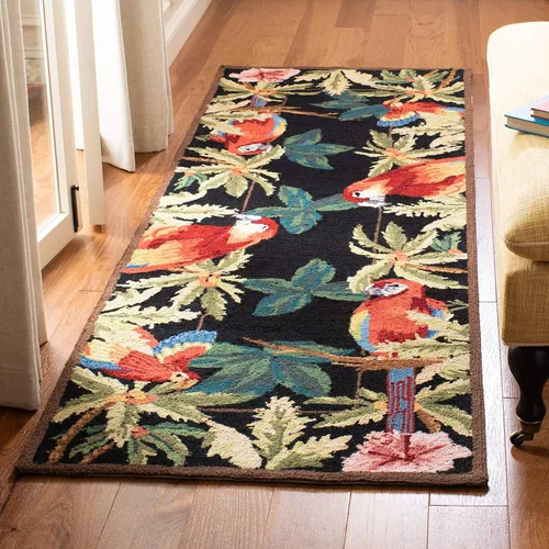 Miniatura 15 de SAFAVIEH Chelsea Collection - Alfombra decorativa de 1 pies 8 pulgadas x 2 pies 6 pulgadas, color negro, lana de campo francesa enganchada a mano