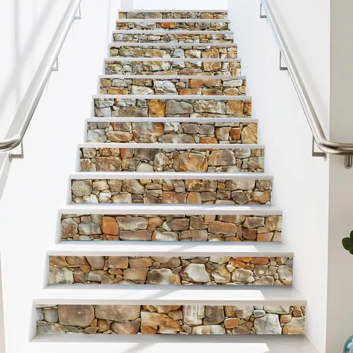 Miniatura 10 de PLIGREAT 15 tiras de calcomanías de espiga para escaleras, calcomanías de 7.1 x 39 pulgadas, calcomanías autoadhesivas de vinilo colorido a cuadros