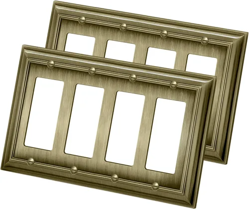 BESTTEN Grand Collection - Placa de pared decorativa de metal de latón envejecido de aleación de zinc de 4 bandas, decoración de latón antiguo para