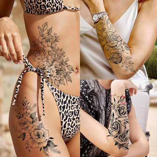 Miniatura 3 de VANTATY - Tatuajes temporales, diseño de flor 009