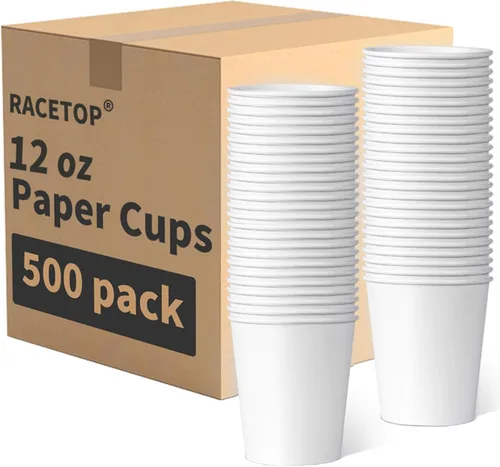 Miniatura 10 de RACETOP Paquete de 100 tazas de café de 12 onzas, tazas de café desechables, vasos de papel Kraft, tazas calientes sin blanquear para el hogar