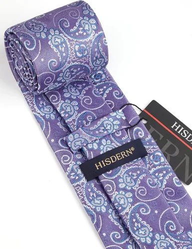 Miniatura 151 de HISDERN Corbatas para hombre, corbata de cachemira y bolsillo cuadrado tejido clásico floral para hombre, corbata de fiesta de boda