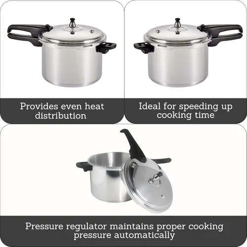 Miniatura 3 de Mirro 92180A Olla a Presión de Aluminio Pulido de 10-PSI, 8 Cuartos, Plateado