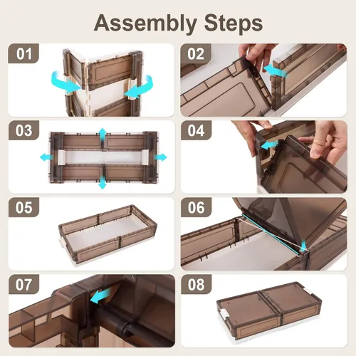 Miniatura 5 de Contenedores de almacenamiento de plástico para debajo de la cama, 58 cuartos de galón / 14.5 galones con tapa y 8 ruedas enrollables, plegables