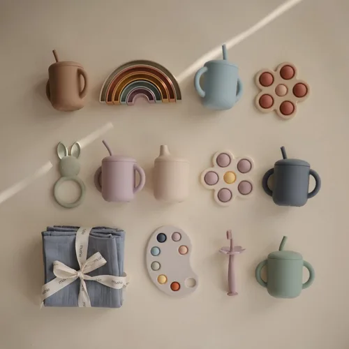 Miniatura 4 de Mushie - Taza de silicona 100% para bebé 6 meses+ (rosado)