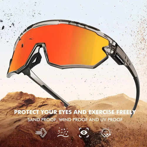 Miniatura 4 de Gafas de sol polarizadas, gafas de ciclismo para adultos y jóvenes, hombres y mujeres, gafas de protección para béisbol Gris (Transparent Gray)
