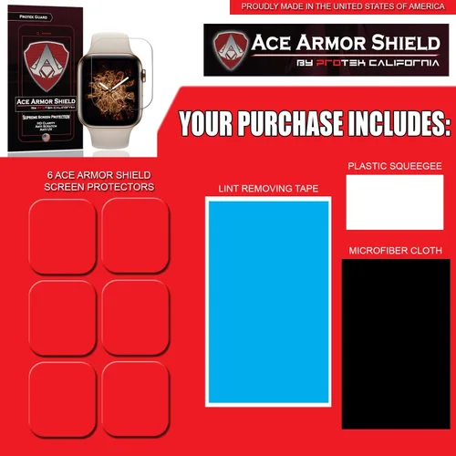 Miniatura 2 de Protector de pantalla Ace Armor Shield (6 unidades) Premium HD impermeable compatible con Apple Watch Series 6 de 1.575 pulgadas (1.575 in)