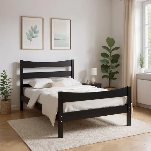 Miniatura 7 de NAFORT Marco de cama de madera de tamaño individual, base de cama con cabecera y estribo, marcos de cama para niños y niñas, base de colchón