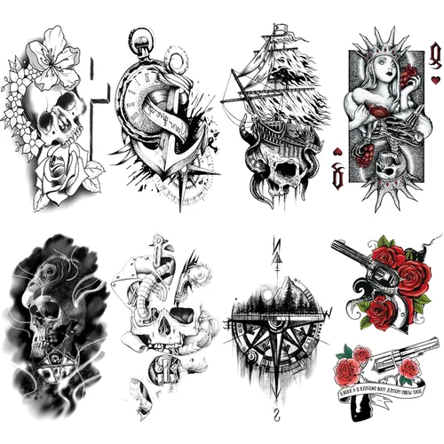 Miniatura 7 de Tatuaje temporal tribal para hombres adultos, tótem grande negro tribal tatuaje falso tribal, de larga duración, impermeable, a gran temperatura