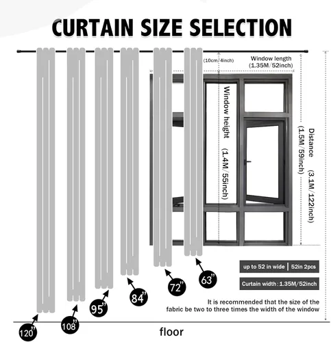 Miniatura 2 de indistar Cortinas Oscuras para el Hogar de Doble Capa con Capa Sólida y Transparente, Par de Paneles de Cortina con Ojales en la Parte Superior, 52