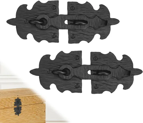 Miniatura 22 de 1 paquete de cerrojos de muebles de 2.75 pulgadas para puertas, color negro, cerrojo decorativo de metal para muebles, cerrojos de metal rústico
