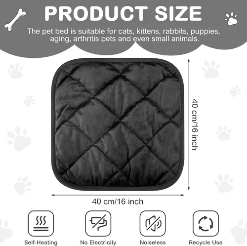 Miniatura 2 de Paquete de 4 Almohadillas Autocalentables para Gatos, Alfombrilla Autocalentable para Perros que Refleja el Calor Corporal, Almohadilla Térmica