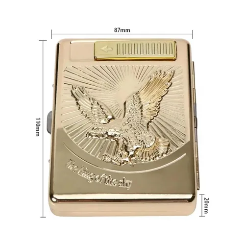Miniatura 3 de Caja de cigarrillos con encendedor, paquete completo de 20 accesorios de cigarrillos de tamaño regular, caja de metal para juntas, encendedores