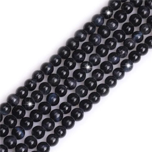 Miniatura 24 de GEM-Inside - Cuentas redondas de ágata de ónix azul claro natural de 0.394 pulgadas (0.394 in) con agujero grande para hacer joyas, suministros