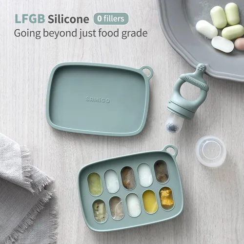 Miniatura 2 de SAMiGO Alimentador de frutas para bebés y moldes para paletas de leche materna, mordedor de frutas de silicona, chupete para aliviar la dentición