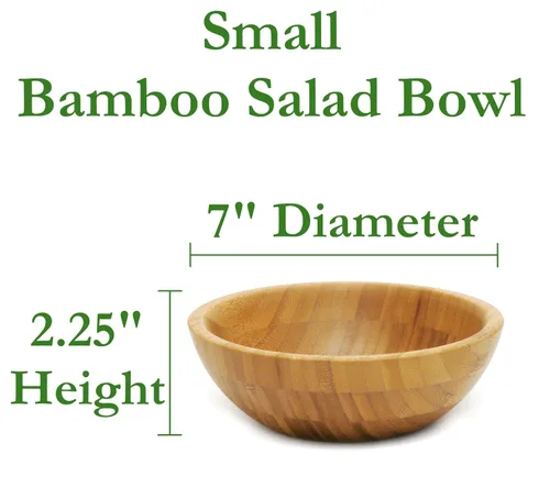 Miniatura 2 de Lipper International Ensaladera de madera de bambú, pequeño, 7 pulgadas de diámetro x 2.25 pulgadas de alto, tazón individual