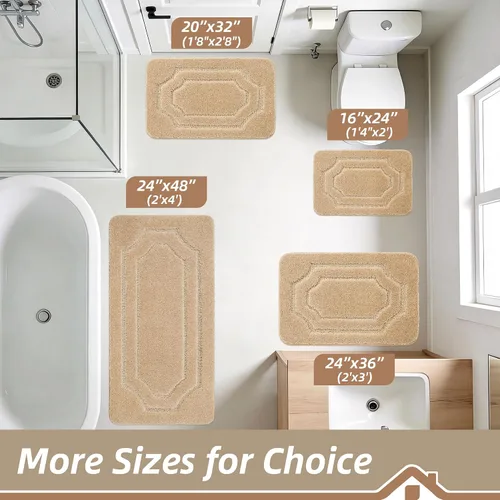 Miniatura 2 de BEQHAUSE Alfombra de Baño-Antideslizante-Tapete de Baño-Suave y Absorbente-Tapete de Ducha-Tapetes de Baño de Poliéster para Baño Lavables a Máquina