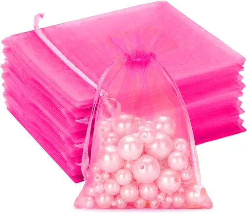 Miniatura 27 de G2PLUS Bolsas de organza con cordón de 4 x 6 pulgadas, 100 bolsas de organza azul aguamarina, bolsas de malla transparente para joyas, bolsa