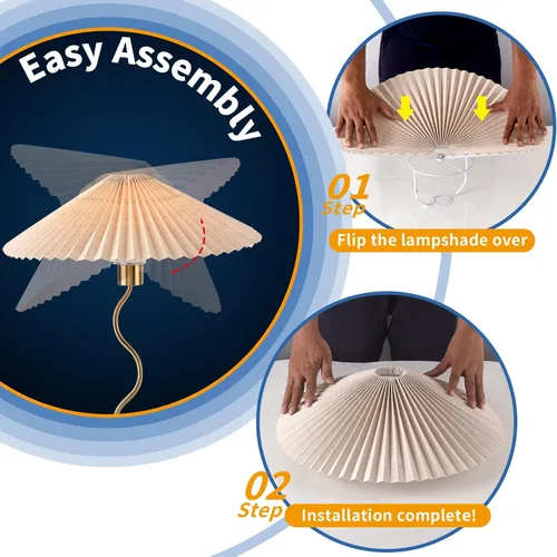 Miniatura 4 de Ziqqeelam Lámpara de mesa de noche dorada, lámparas de mesa plegadas de latón dorado, mesita de noche y espacios pequeños con pantalla festoneada