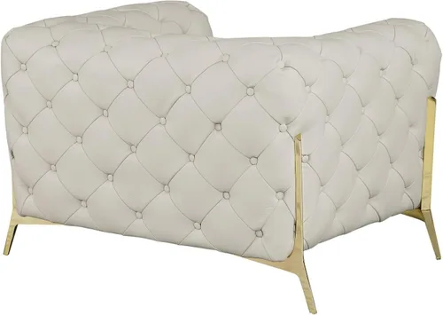 Miniatura 9 de Blackjack Furniture Modena - Moderno juego de sofá de 3 piezas de cuero italiano de grano superior, elegante diseño copetudo y patas de acero Beige