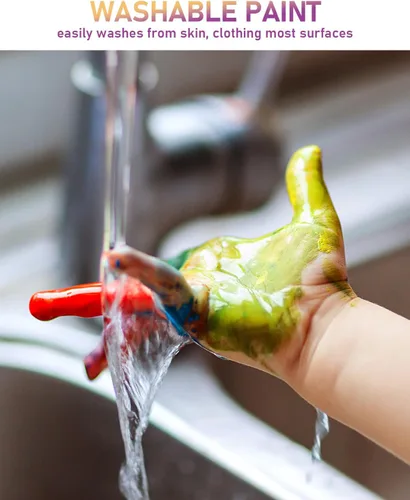 Miniatura 3 de Nicpro Juego de pintura lavable grande de 14 colores para niños (16.9 oz, 500 ml), suministros de pintura acrílica a granel no tóxicos, pintura