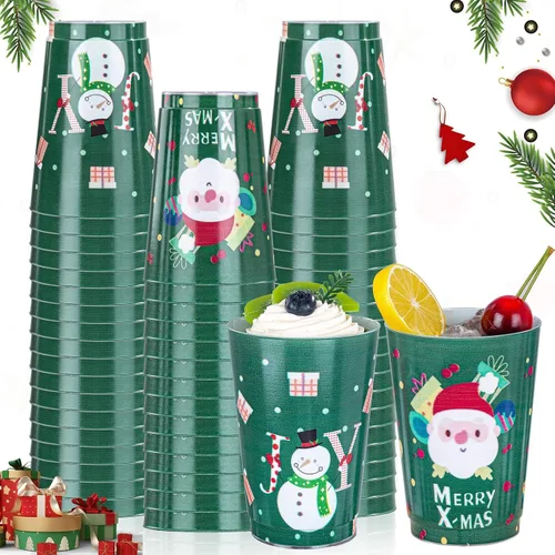 Miniatura 8 de I00000 Paquete de 100 unidades de vasos de plástico dorado de 12 onzas, vasos desechables con borde dorado, vasos de vino desechables y copas