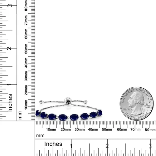 Miniatura 85 de Gem Stone King Pulsera de plata de ley 925 con piedra natal ovalada de 0.276 x 0.197 in para mujer, totalmente ajustable hasta 9 pulgadas