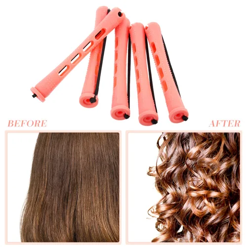 Miniatura 4 de WILLBOND 48 piezas de varillas de plástico rosa permanente larga variedad para el cabello Perm Rods Hair Curling Roller Accesorios para mujeres