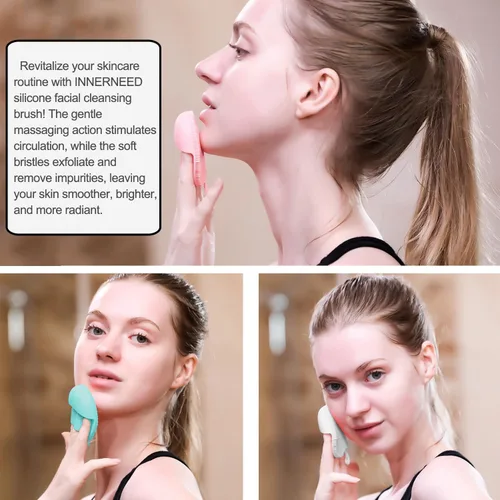 Miniatura 4 de INNERNEED Juego de cepillos de limpieza facial de silicona suave, almohadilla exfoliante suave y masajeadora, diseño antideslizante para eliminación