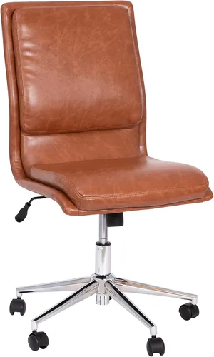 Miniatura 15 de Flash Furniture Madigan Task - Silla de oficina – Lujosa tapicería de cuero negro – Respaldo medio acolchado y asiento – Base cromada ajustable